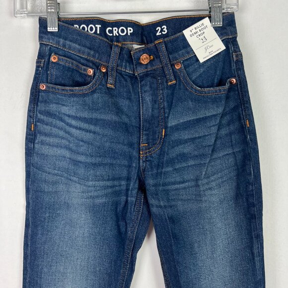 NWT J. Crew 9" Billie Mid-Rise Demi-Boot Crop Jean Lantern Wash Raw Hem Size 23 - Picture 2 of 11